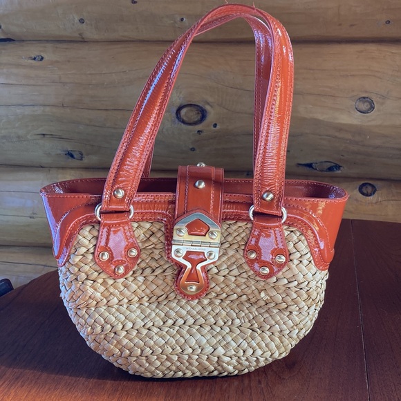 Michael Kors Straw Woven Basket Handbag - Picture 4 of 7